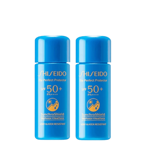 แพ็คคู่ = 14 ml  Shiseido Perfect uv Protector SPF 50+ PA++++ very Water-Resistant 7 ml (No box)  กันแดดที่ยิ่งโดนน้ำ ยิ่งเพิ่มเกราะป้องกัน เนื้อบางเบา ซึมง่าย โดนน้ำไม่หลุด